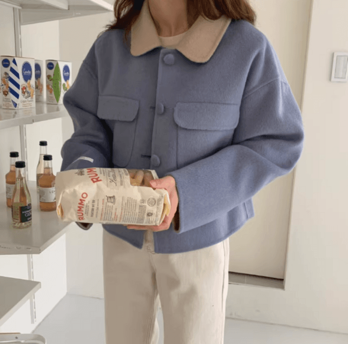 骨格ストレートコントラストカラーアウター
