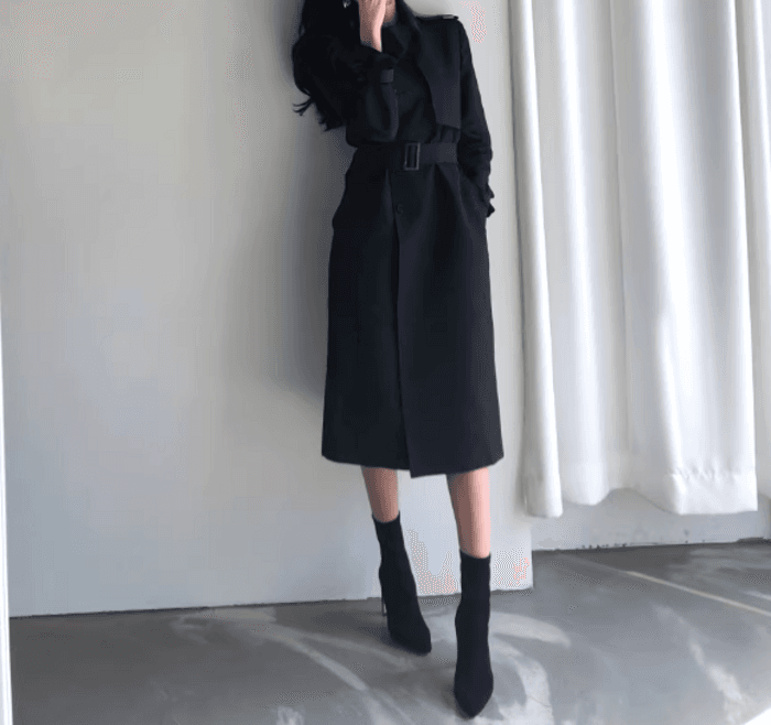 骨格ストレートロング丈トレンチコート