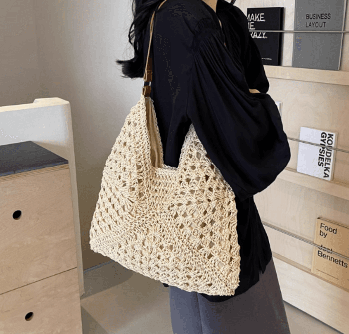 骨格ストレート編みトートバッグ