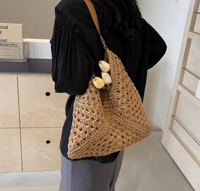骨格ストレート編みトートバッグ