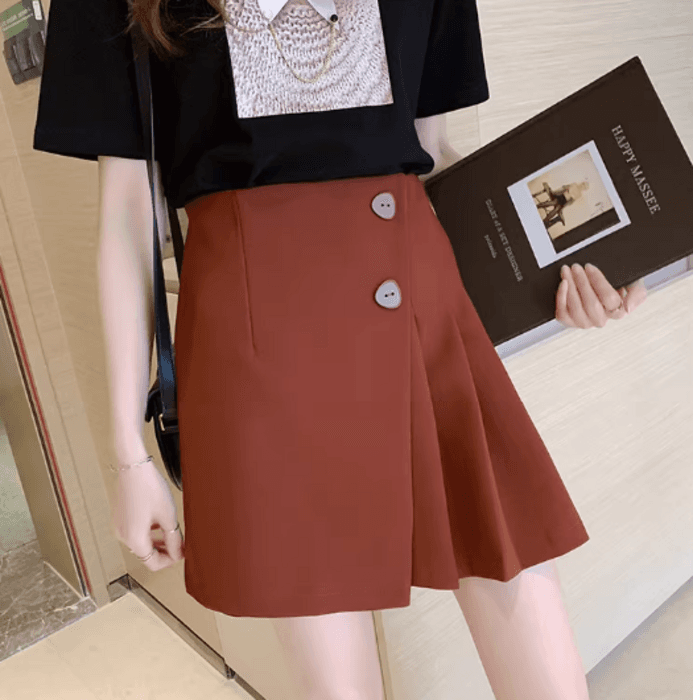 骨格ストレートサイドプリーツ台形スカート