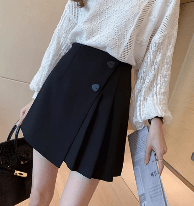 骨格ストレートサイドプリーツ台形スカート