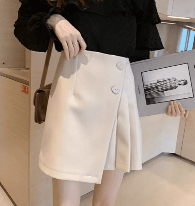 骨格ストレートサイドプリーツ台形スカート