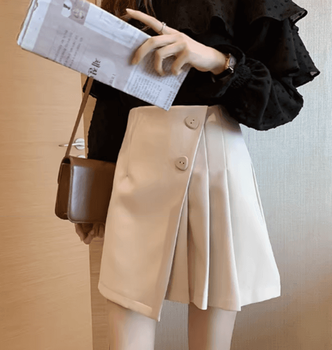 骨格ストレートサイドプリーツ台形スカート
