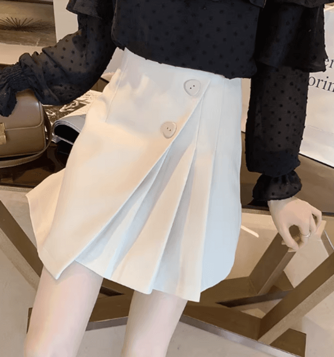 骨格ストレートサイドプリーツ台形スカート