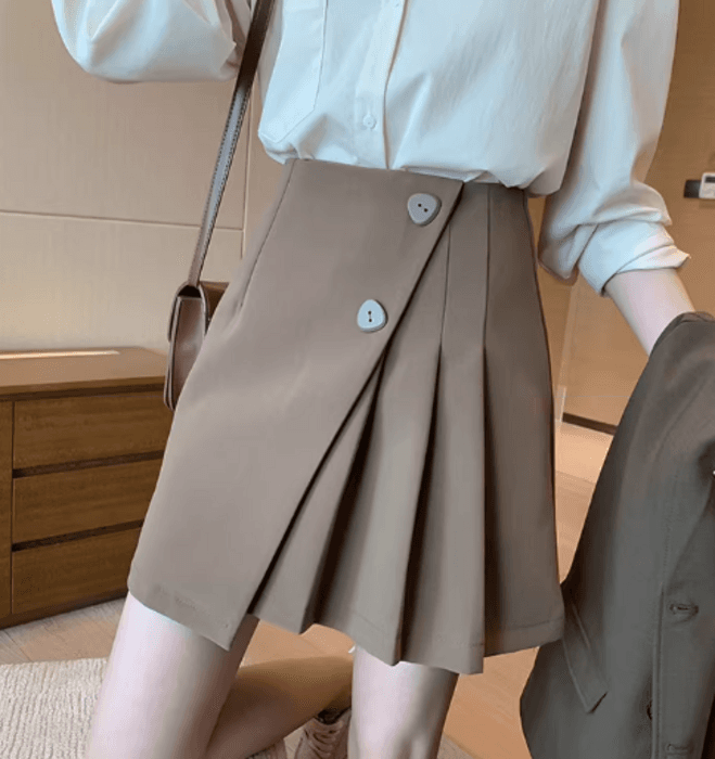 骨格ストレートサイドプリーツ台形スカート
