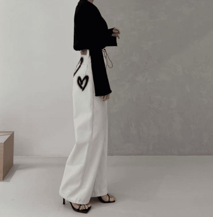 骨格ストレートバックハートストレートデニム