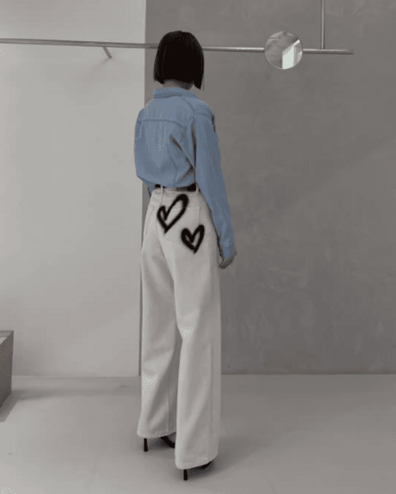 骨格ストレートバックハートストレートデニム
