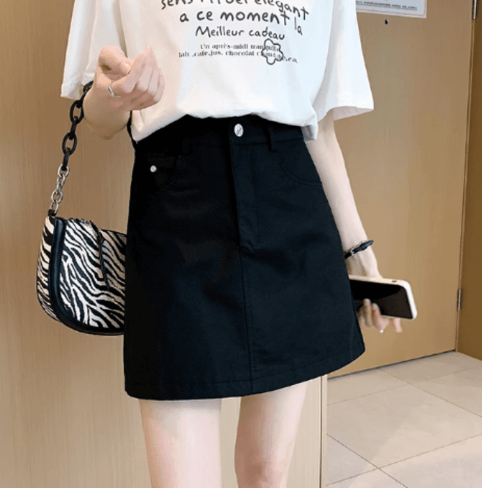 骨格ストレートカラーシンプル台形ミニ丈スカート