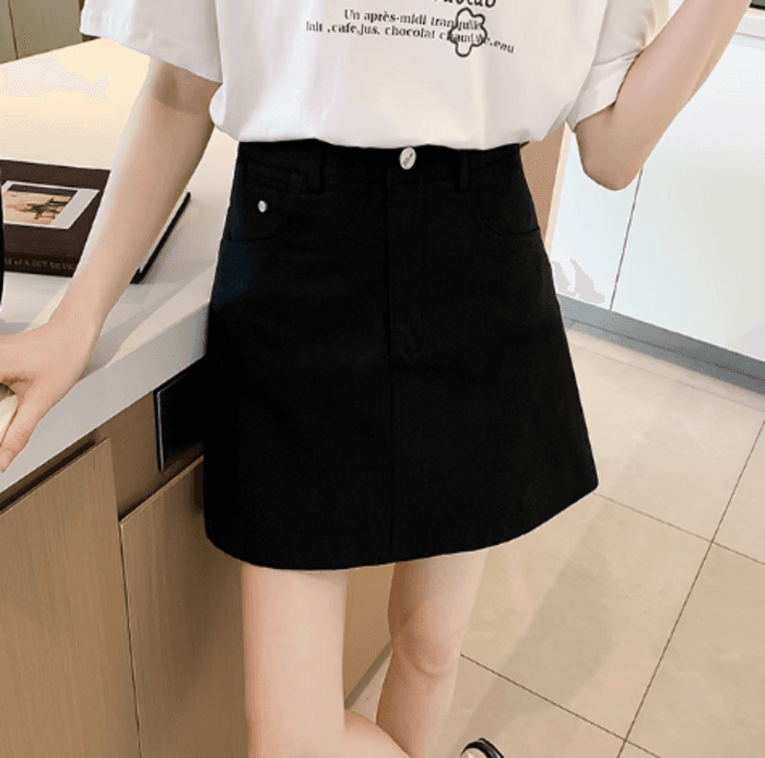 骨格ストレートカラーシンプル台形ミニ丈スカート