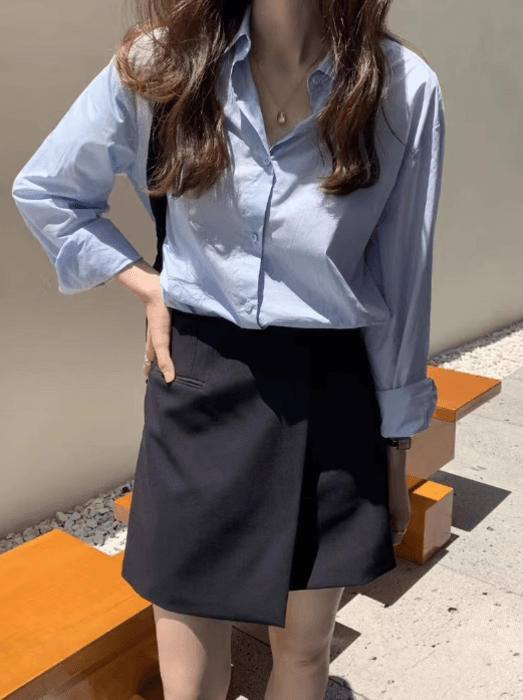 骨格ストレートラップ風台形ミニ丈スカート