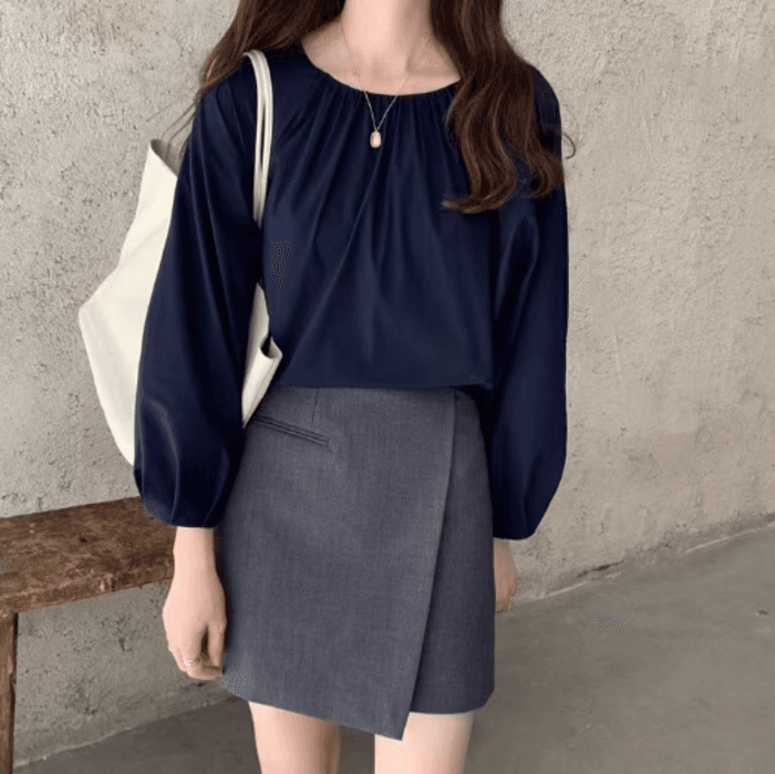骨格ストレートラップ風台形ミニ丈スカート