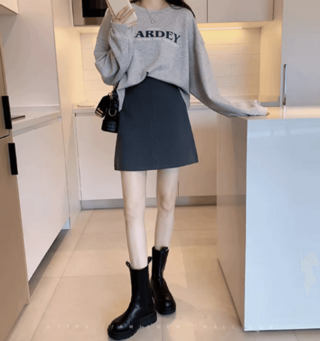 骨格ストレートベーシック台形ミニ丈スカート