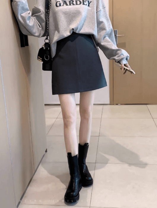 骨格ストレートベーシック台形ミニ丈スカート