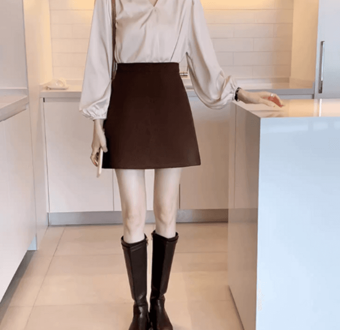 骨格ストレートベーシック台形ミニ丈スカート