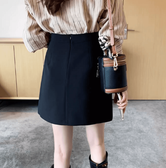 骨格ストレートベーシック台形ミニ丈スカート