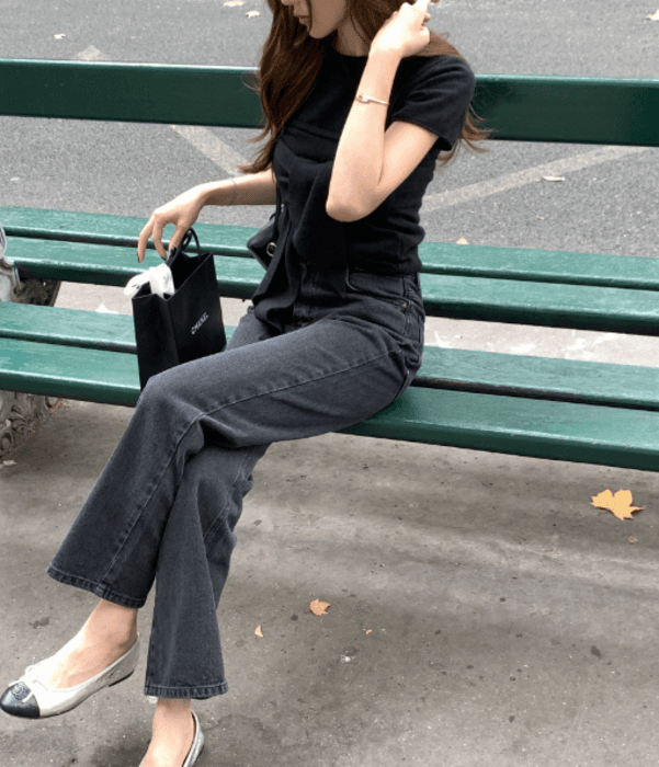 骨格ストレートリボンニットトップスセット