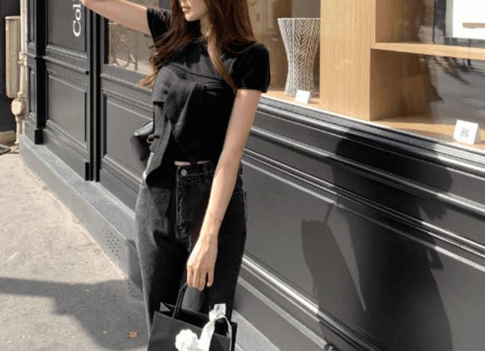 骨格ストレートリボンニットトップスセット