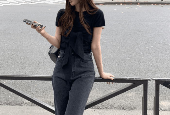 骨格ストレートリボンニットトップスセット