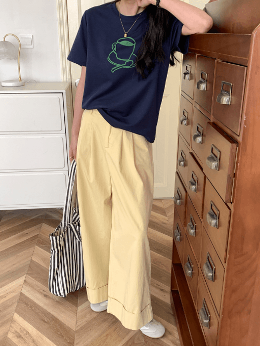 骨格ストレートフロントプリント半袖Tシャツ