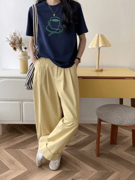 骨格ストレートフロントプリント半袖Tシャツ