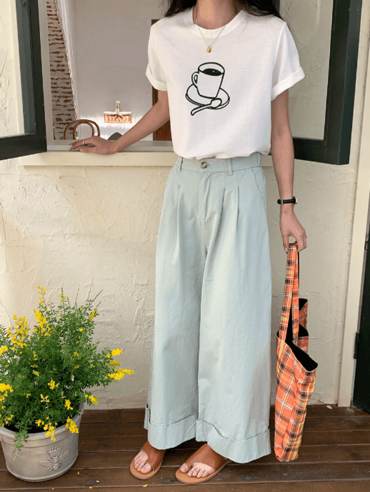 骨格ストレートフロントプリント半袖Tシャツ