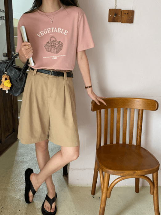 骨格ストレートカラーロゴTシャツトップス