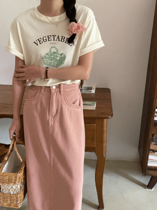 骨格ストレートカラーロゴTシャツトップス