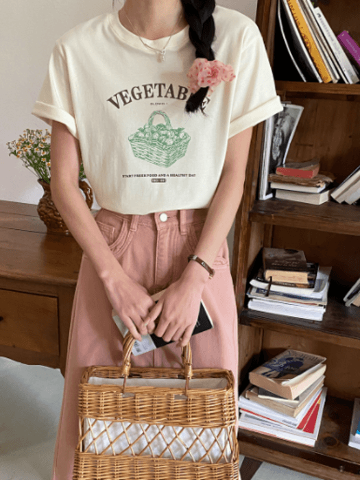 骨格ストレートカラーロゴTシャツトップス