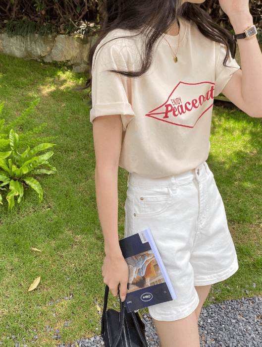 骨格ストレートロゴデザイン半袖Tシャツトップス