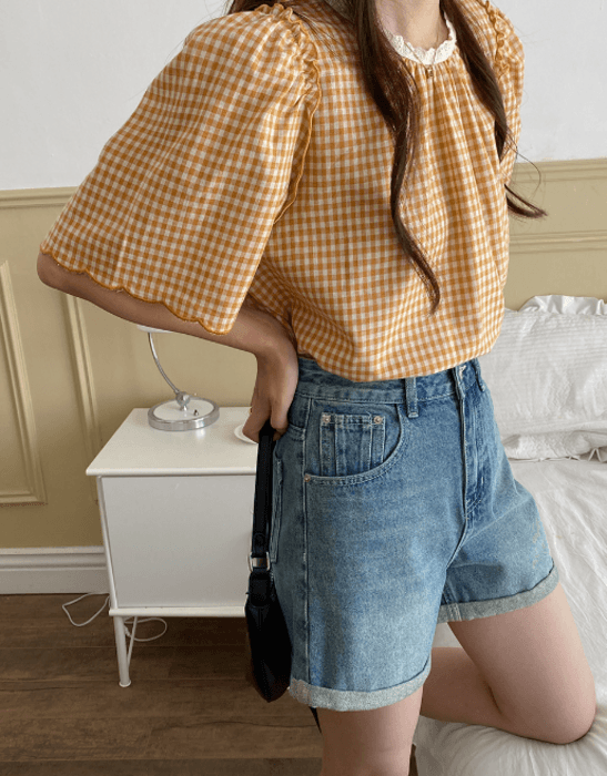 骨格ストレートデニムショートパンツ