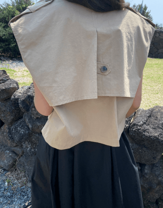 骨格ストレートトレンチ風ベスト