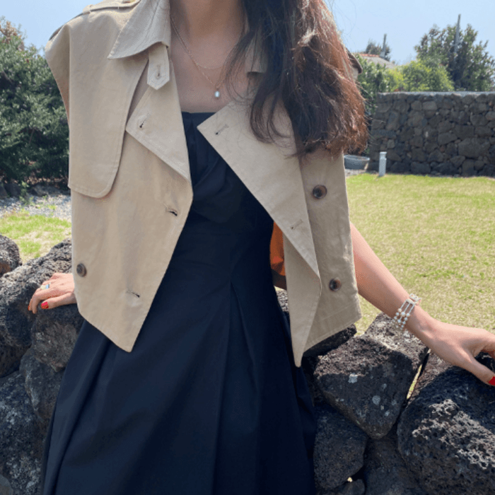 骨格ストレートトレンチ風ベスト