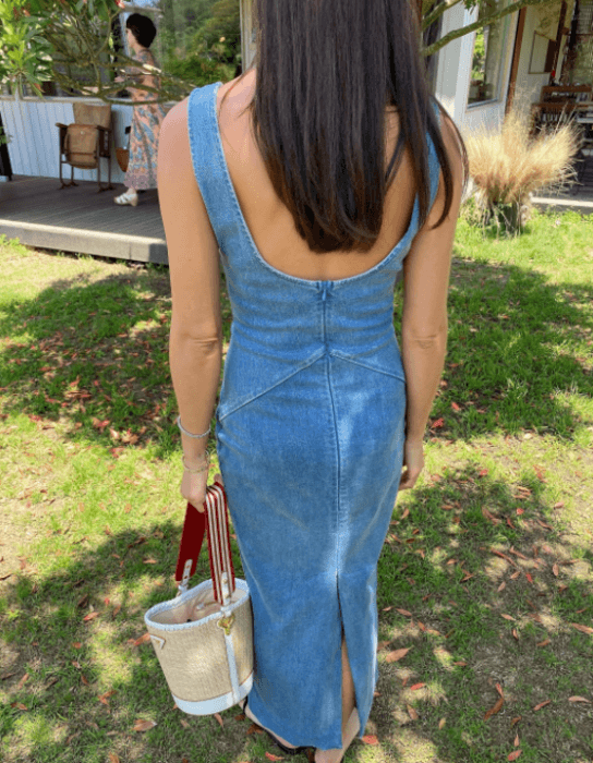 骨格ストレートIラインデニムワンピース