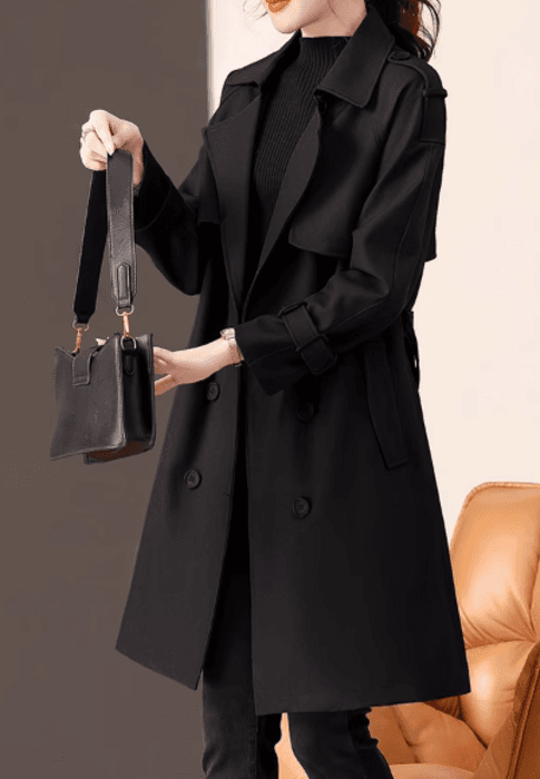 骨格ストレートベーシックトレンチコート