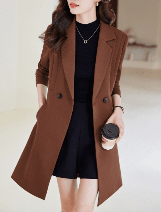 骨格ストレートミドル丈コート