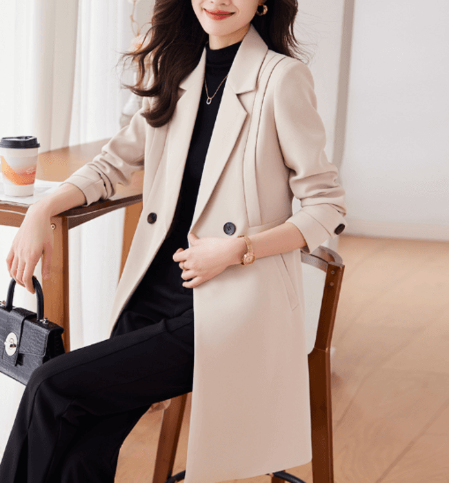 骨格ストレートミドル丈コート