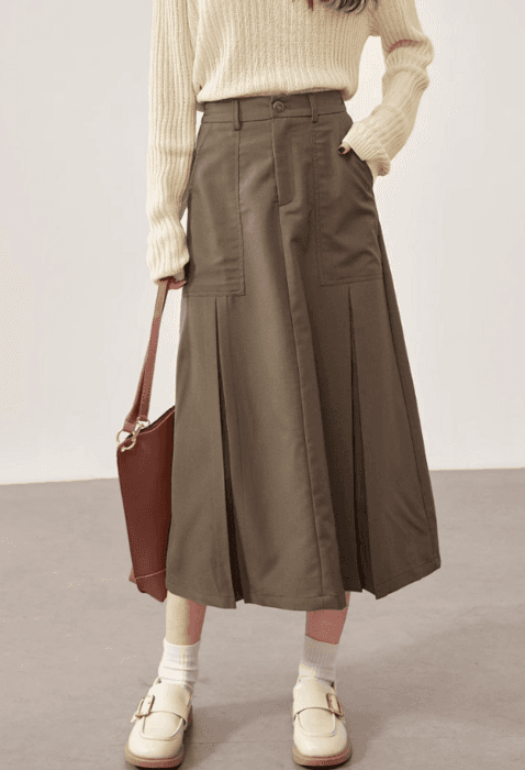 骨格ストレートシンプルフレアロングスカート