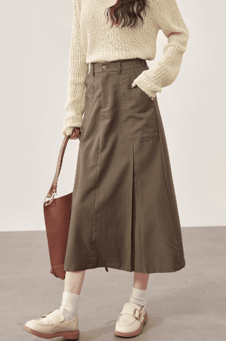 骨格ストレートシンプルフレアロングスカート