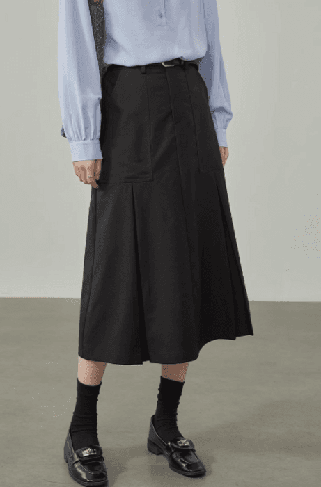 骨格ストレートシンプルフレアロングスカート