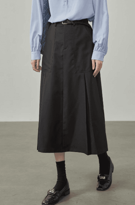 骨格ストレートシンプルフレアロングスカート
