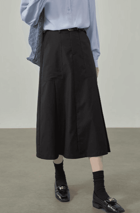 骨格ストレートシンプルフレアロングスカート