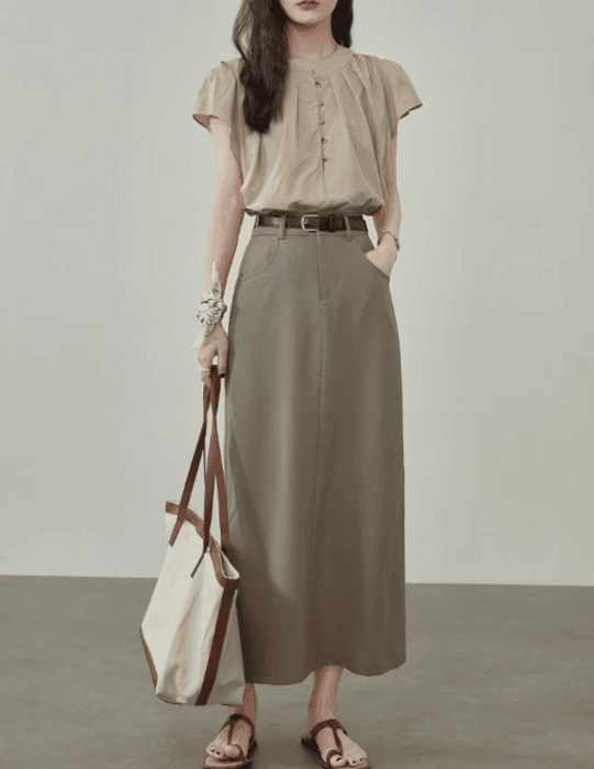 骨格ストレートシンプルIラインスカート