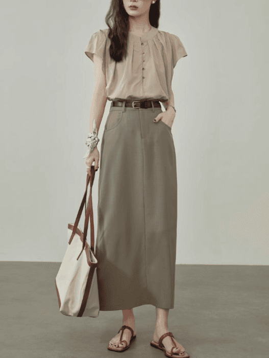骨格ストレートシンプルIラインスカート