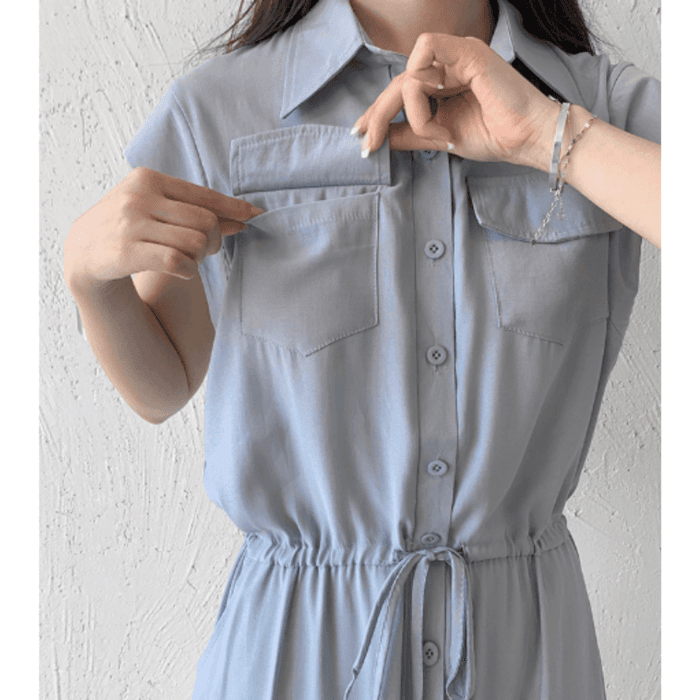 骨格ストレートシャツワンピース