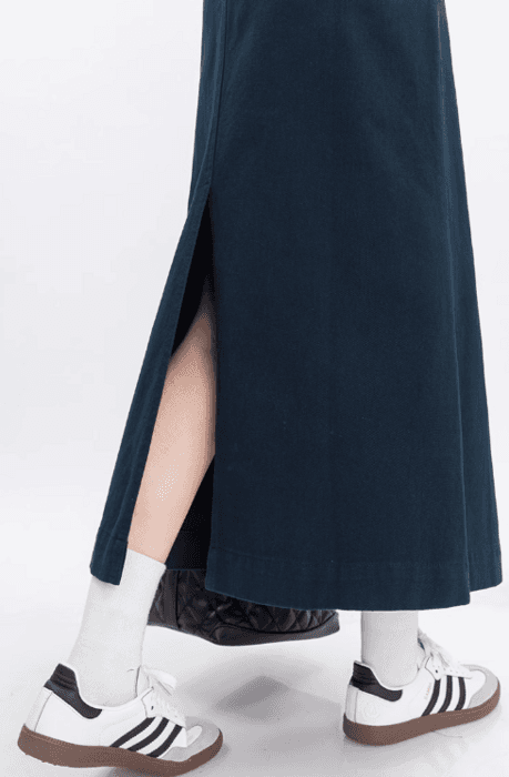 骨格ストレートバックスリットロングデニムスカート