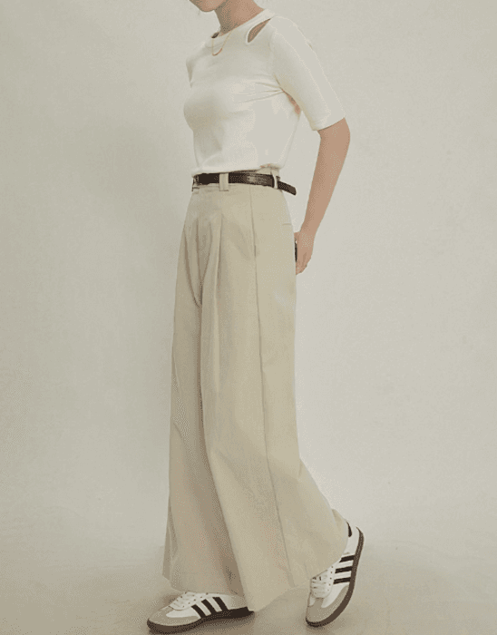 骨格ストレートワンタックワイドストレートパンツ