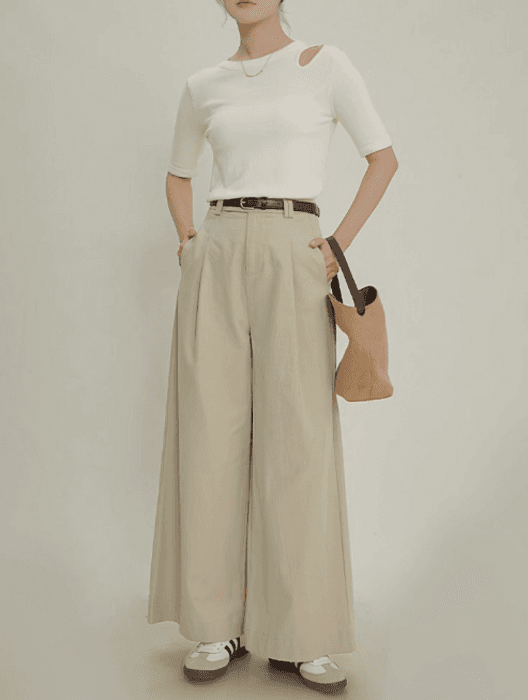 骨格ストレートワンタックワイドストレートパンツ