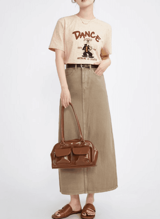 骨格ストレートバックスリットデニムスカート