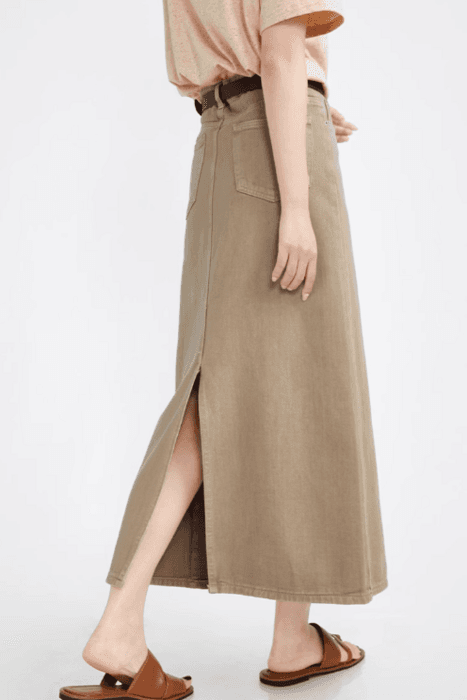 骨格ストレートバックスリットデニムスカート